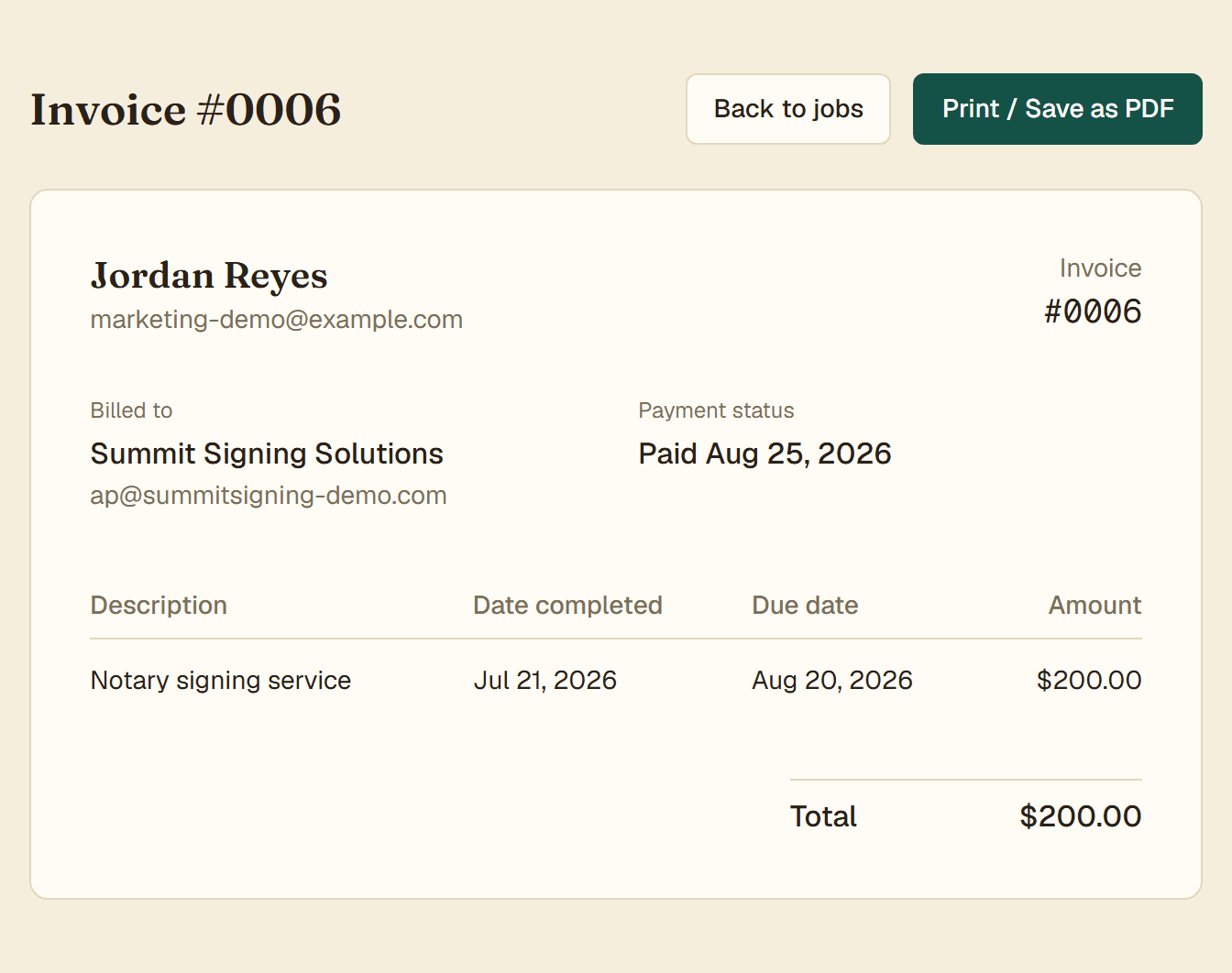 A real invoice, not a screenshot of a spreadsheet